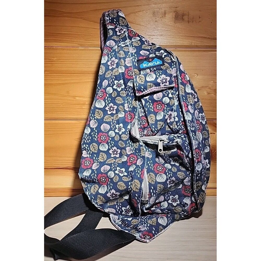 KAVU Rope Bag Floral Print Sling Crossbody Backpack Retired Bag